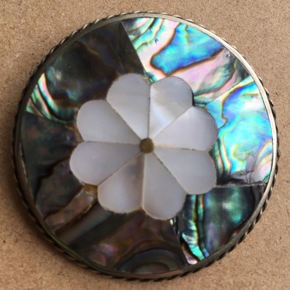 Abalone Mother of Pearl flower pin